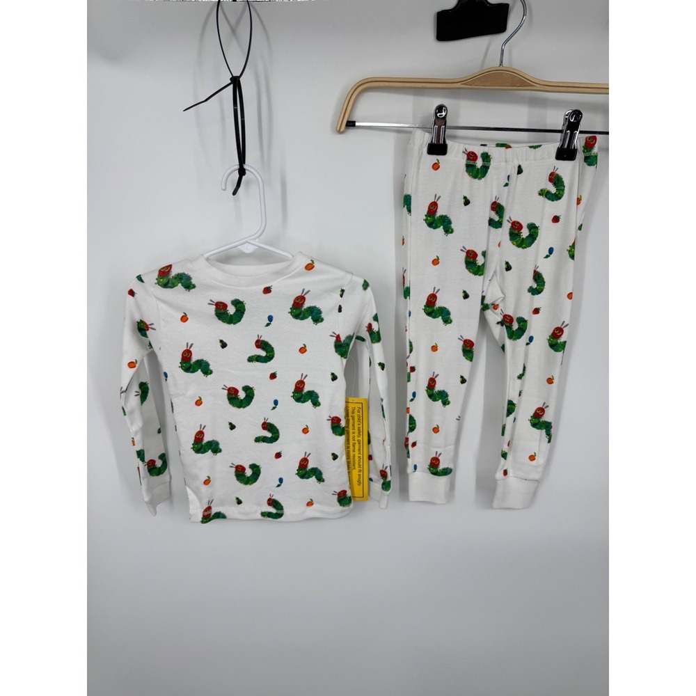 NWT Monica + Andy The Very Hungry Caterpillar Two Piece Pajama Set Girl 2T White